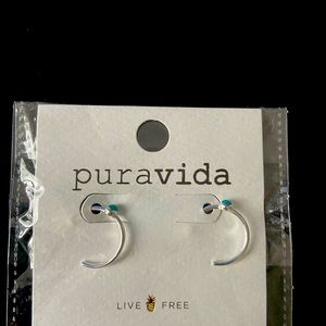 New Pura Vida Stone Hoop Stud Earrings